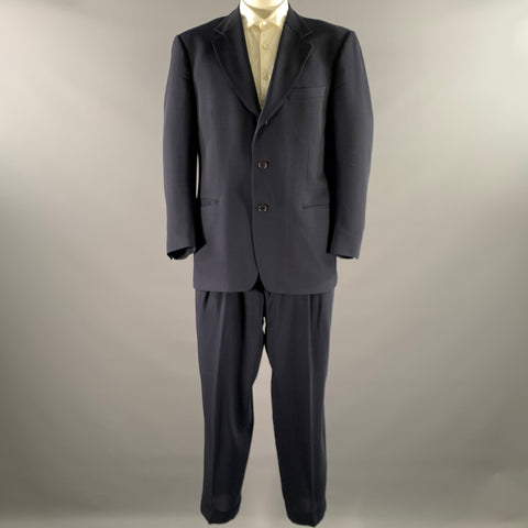 ERMENEGILDO ZEGNA Size 46 Navy Solid Wool Notch Lapel Suit