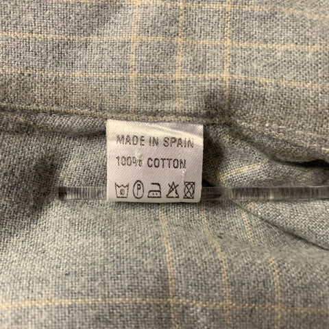 ERMENEGILDO ZEGNA Size XL Grey Plaid Cotton Button Down Long Sleeve Shirt