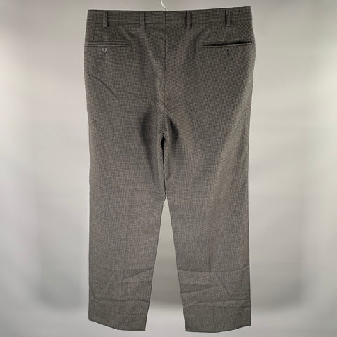 ISAIA Size 36 Grey Black Gingham Wool Pleated Dress Pants