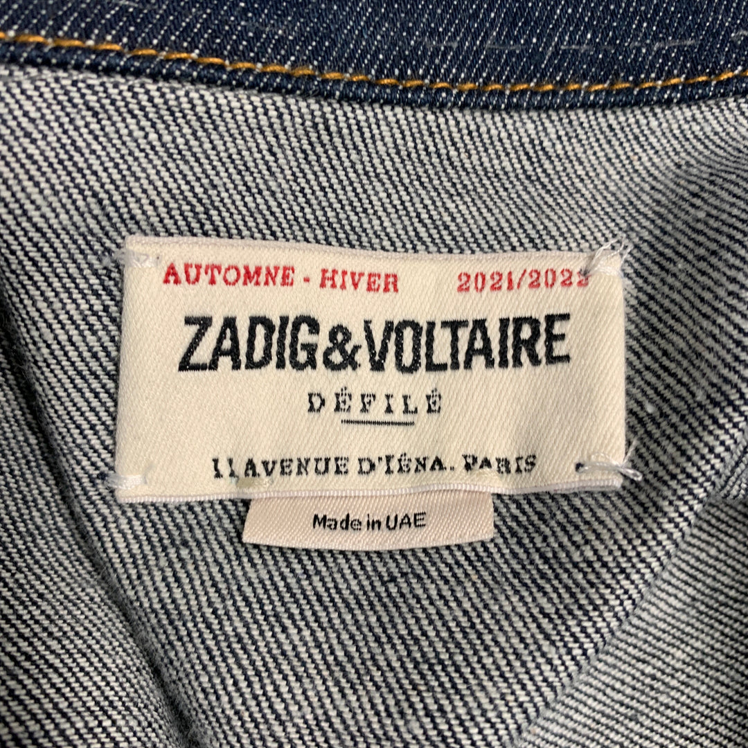 ZADIG & VOLTAIRE Size S Indigo Contrast Stitch Denim Trucker Jacket
