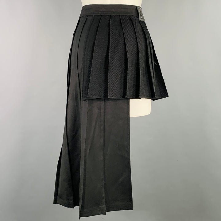 ADSB ANDERSSON BELL Size 4 Black Pleated Asymmetrical Belted Wrap Skirt