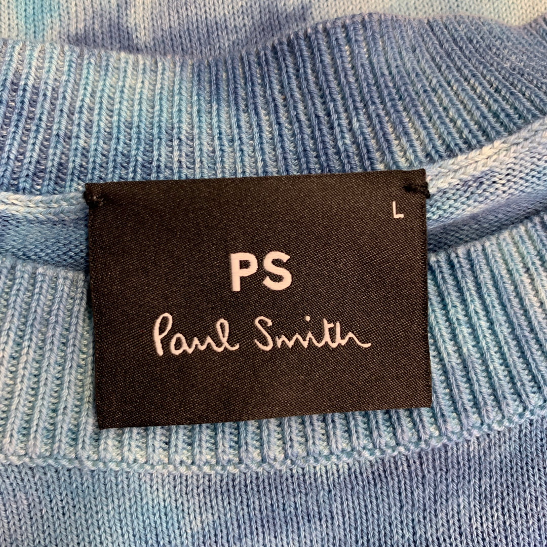 PS by PAUL SMITH Size L Blue Tie Dye Cotton Crew Neck Pullover