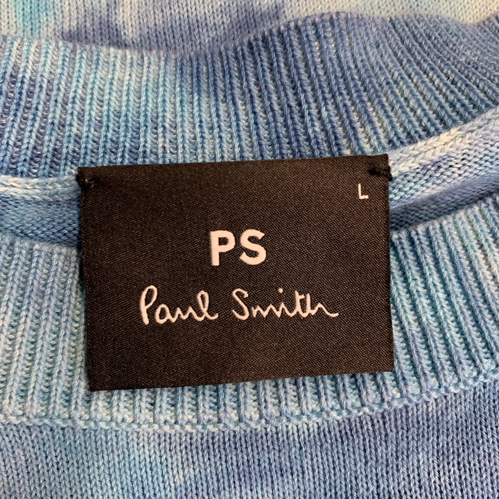 PS by PAUL SMITH Size L Blue Tie Dye Cotton Crew Neck Pullover