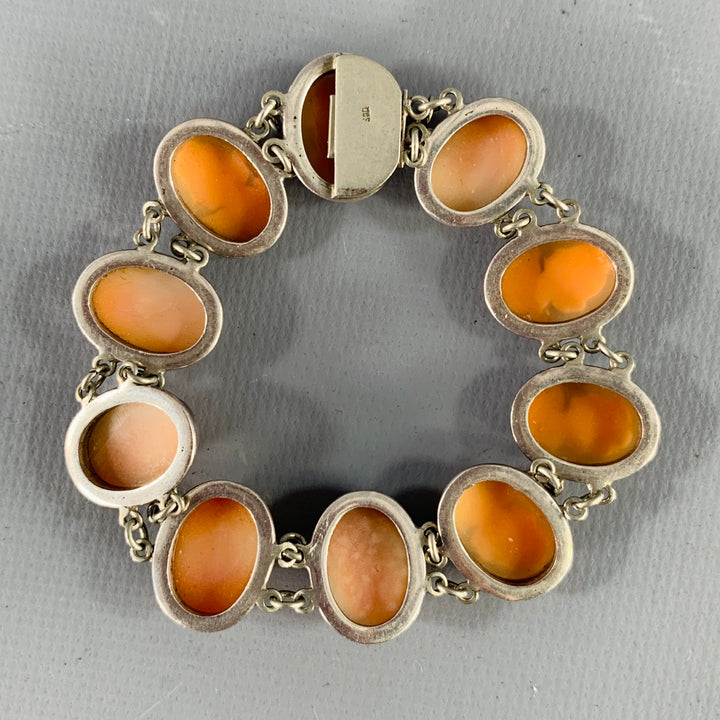 VINTAGE Silver Beige Victorian Cameo Bracelet