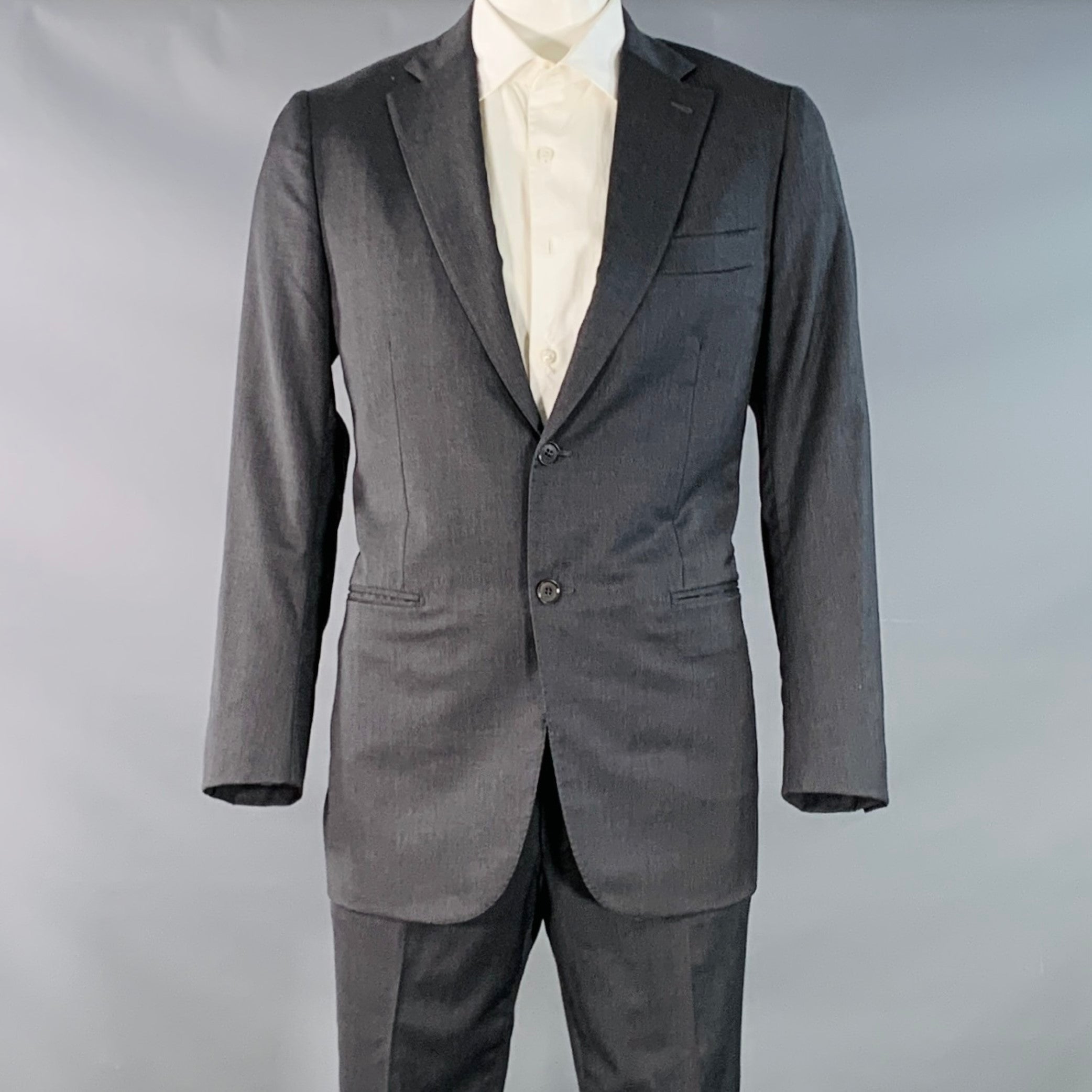 ISAIA フランネルスーツ　42 ISAIA Size 42 Regular Grey Wool Twill Notch Lapel Suit – Sui