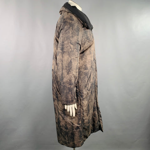 AKRIS Size 14 Black Brown Fur Effect Nylon Reversible Puffer Coat