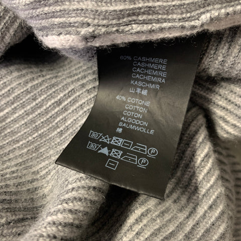 CORNELIANI Size L Grey Ribbed Knit Cashmere Cotton Full Zip Jacket
