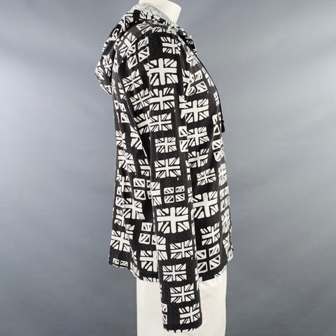 COMME des GARCONS Size XL Black White Flag Cotton Hooded Sweatshirt
