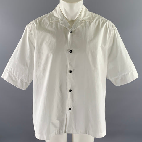 JIL SANDER Size S White Cotton Camp Short Sleeve Shirt
