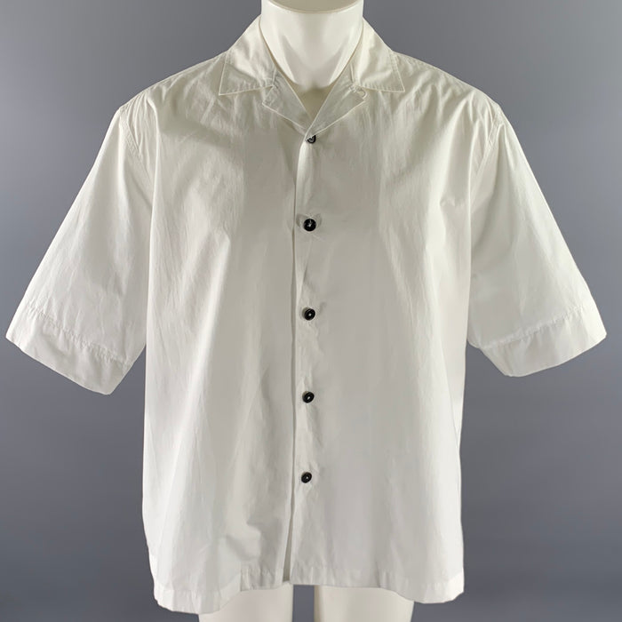 JIL SANDER Size S White Cotton Camp Short Sleeve Shirt