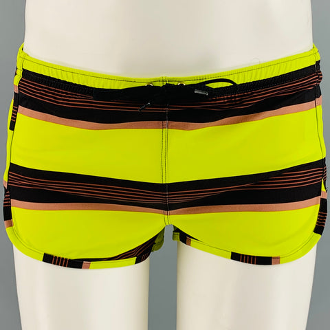 CHARLIE Size S Yellow Brown Stripe Nylon Blend Drawstring Speedo