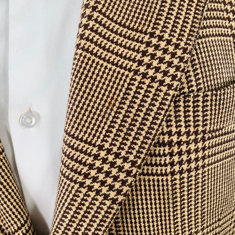 RALPH LAUREN Size 38 Regular Tan Brown Glenplaid Cotton Cashmere Sport Coat
