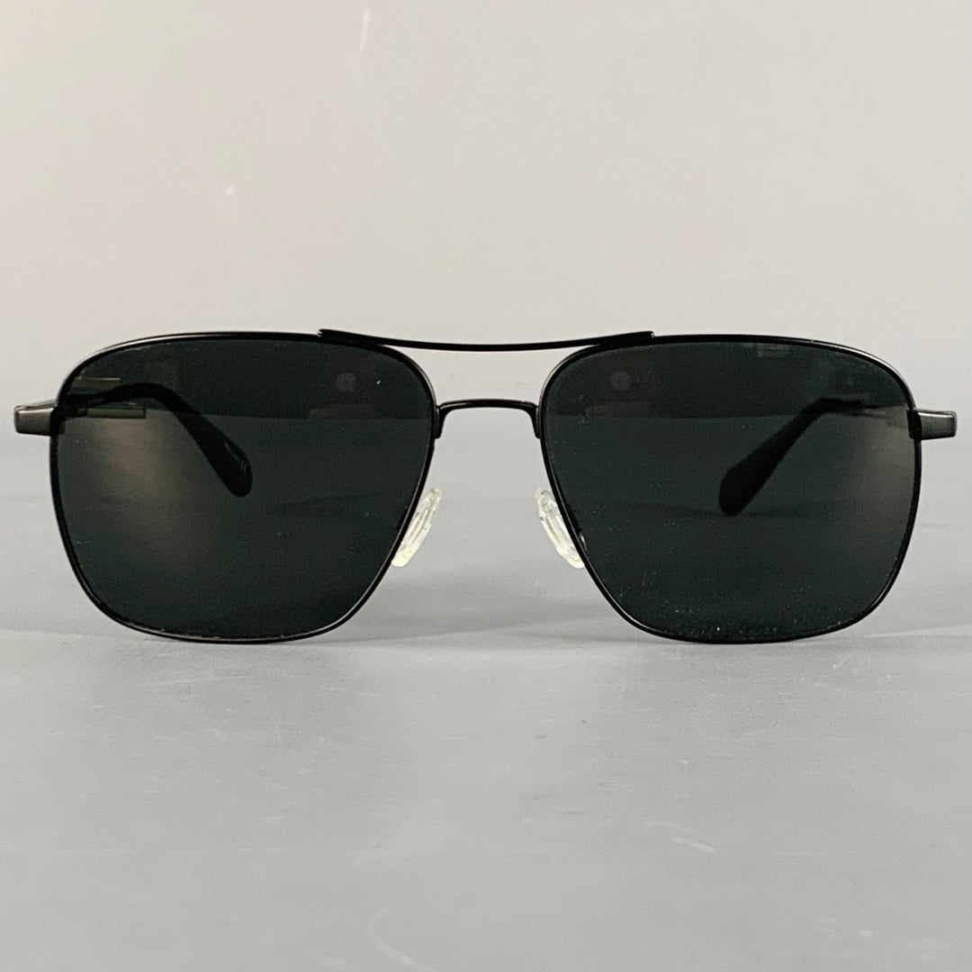 OLIVER PEOPLES Linford Black Metal Pilot Sunglasses