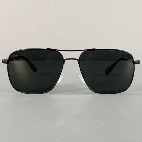OLIVER PEOPLES Linford Black Metal Pilot Sunglasses
