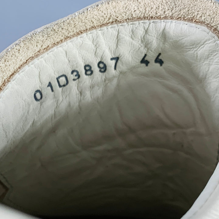 RICK OWENS Size 11 Cream Leather Lace-Up Sneakers