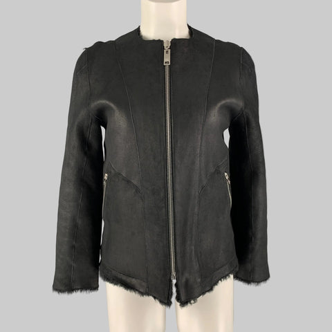 ISABEL MARANT Size 6 Black Leather Shearling Reversible Jacket