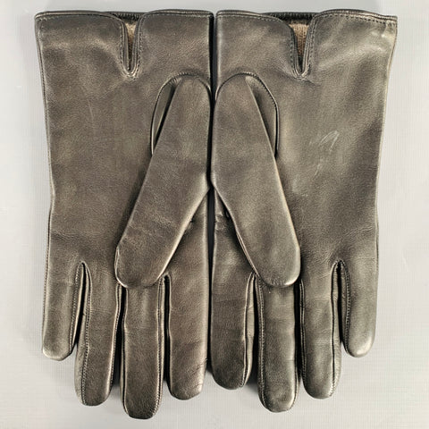 YVES SAINT LAURENT Size 9 Black Leather Gloves