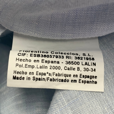 FLORENTINO Size M Light Blue Linen Spread Collar Long Sleeve Shirt