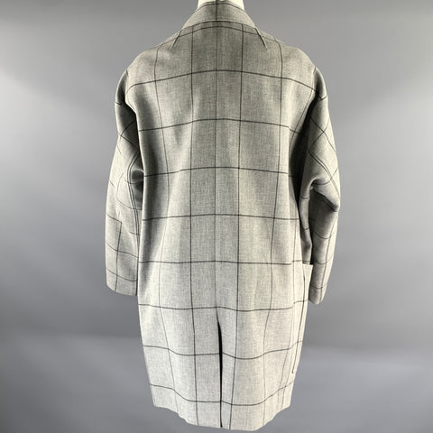 PHILLIP LIM Size S Grey Black Windowpane Viscose Polyester Peacoat