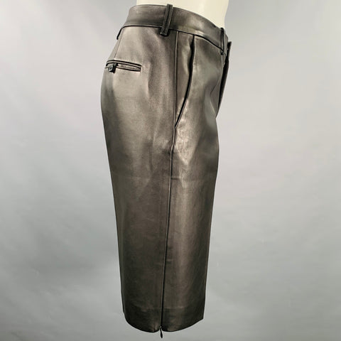 HELMUT LANG Size 30 Black Lambskin Leather Side Zippers Car Shorts
