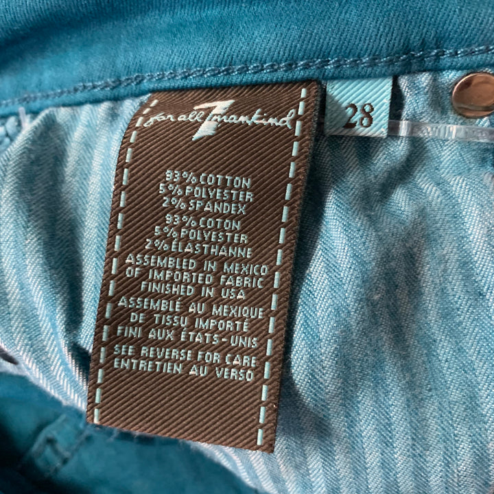 FOR ALL 7 MANKIND Size 30 Teal Cotton Denim Slim Pants