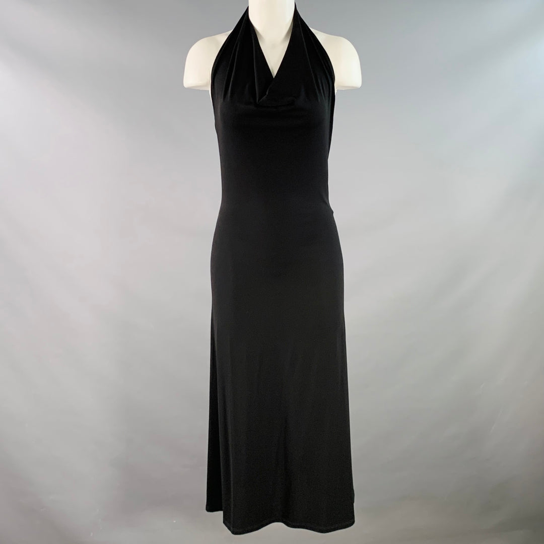 MAX MARA Size 2 Black Viscose Blend Jersey Halter Midi Dress Sui Generis Designer Consignment MAX MARA Size 2 Black Viscose Blend Jersey Halter Midi Dress Sui Generis Designer Consignment