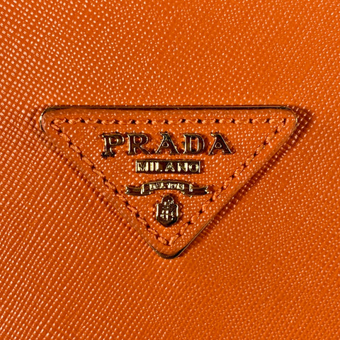 Sac à main PRADA Galleria en cuir Saffiano orange à anses supérieures