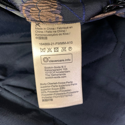 SCOTCH AND SODA Size S Black Navy & Gold Sun Polyester Blend Zip Up Jacket