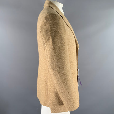 RALPH LAUREN Size 44 Camel Tan Herringbone Wool Notch Lapel Sport Coat