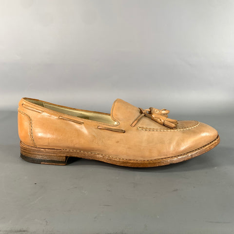 PAUL SMITH Size 10.5 Tan Antique Leather Tassels Loafers