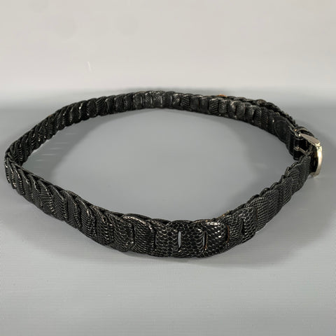 TORINO Size 46 Black Lizard Leather Belt