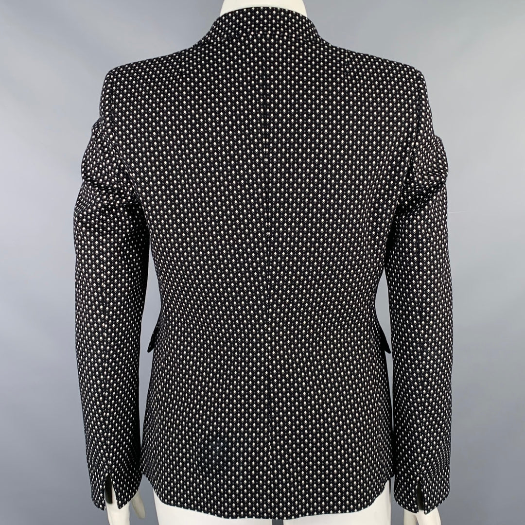 AKRIS Size 10 Black White Cotton Blend Geometric Blazer