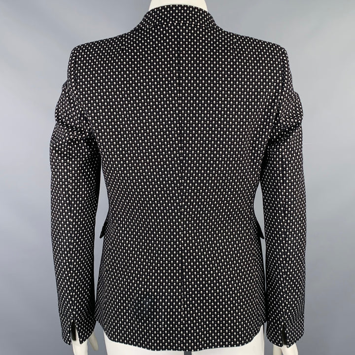 AKRIS Size 10 Black White Cotton Blend Geometric Blazer