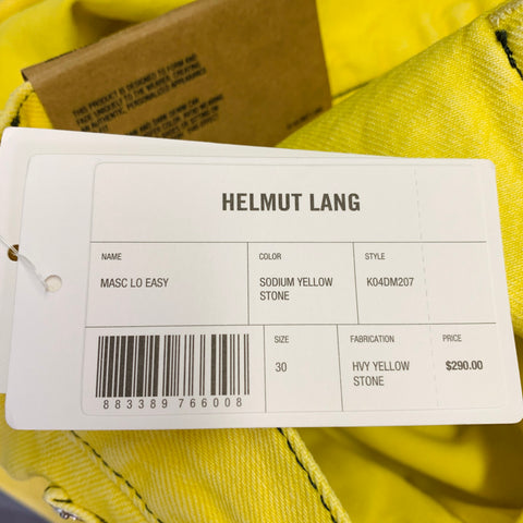 HELMUT LANG Size 30 Masc Lo Easy Yellow Contrast Stitch Cotton Zip Fly Jeans