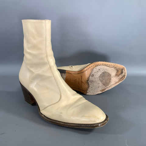 ALESSANDRO VASINI Size 9 Cream Leather Chelsea Boots