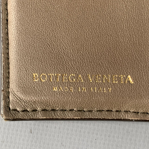 BOTTEGA VENETA Brown Woven Leather Intrecciato Small Flap Wallet