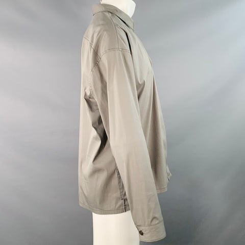 PRADA Size M Grey Cotton Blend Zip Up One Pocket Shirt Jacket