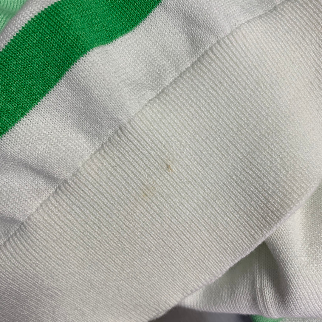 MR TURK Size XL White Blue Green Stripe Cotton Blend Crew Neck Pullover