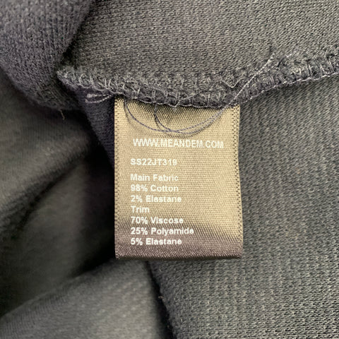 ME+EM SS22 Size 6 Navy Gold Cotton Blend Ribbed Half Placket Pullover