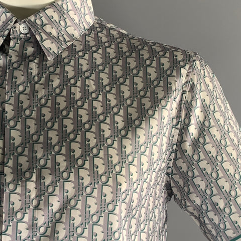 DIOR HOMME Size L Grey Green Monogram Viscose Short Sleeve Tracksuits & Sets