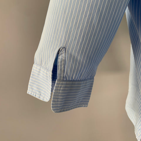 RALPH LAUREN Size 10 Blue White Cotton Stripe 3/4 Sleeves Shirt