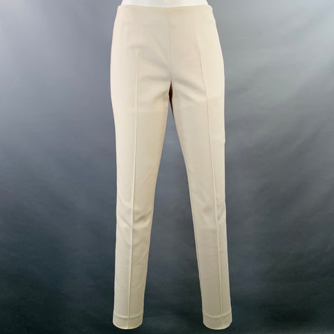 AKRIS Size 2 Cream Wool Blend Tapered Side Zipper Dress Pants