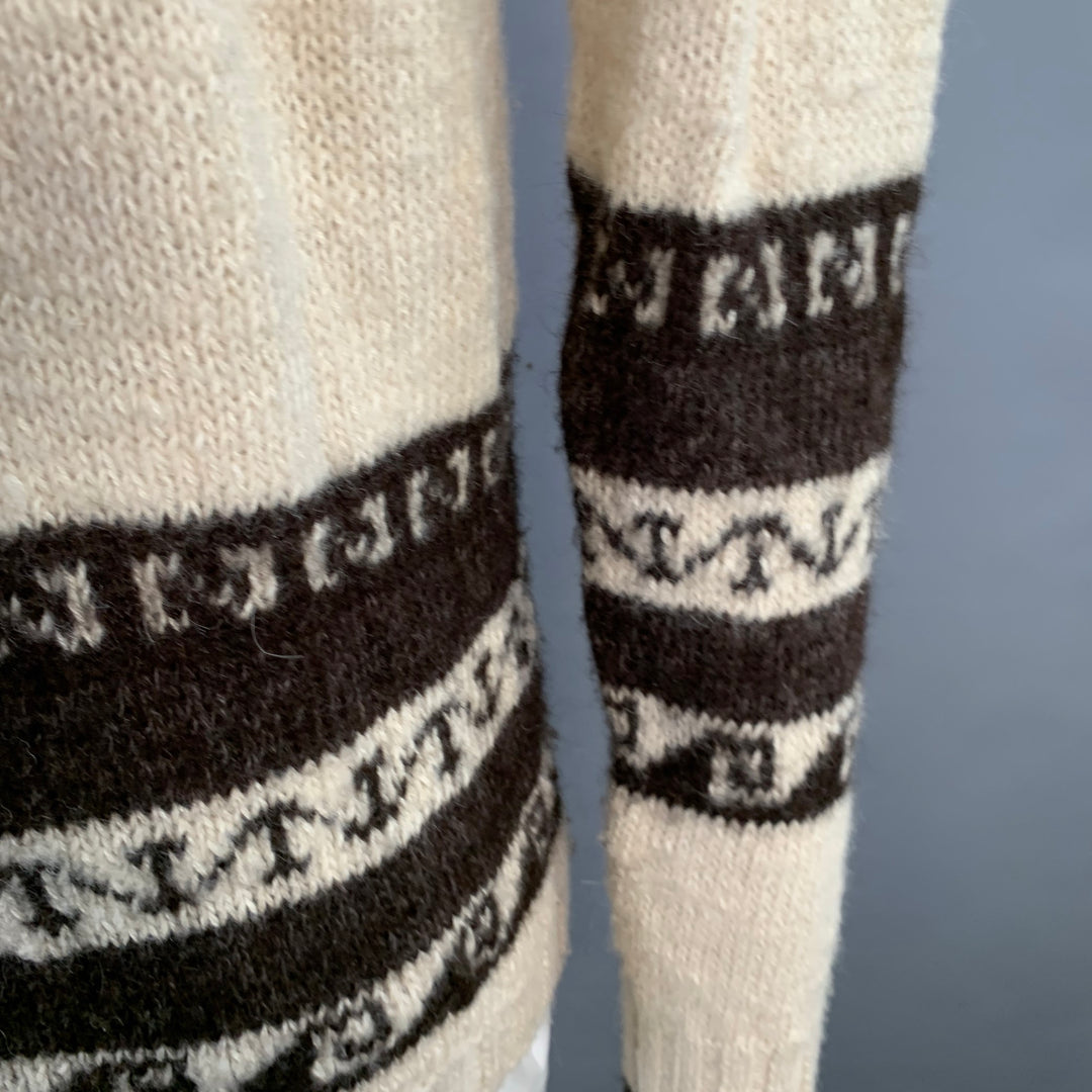 JUNYA WATANABE Size L Cream Brown Knit Wool Hooded Zip Up Cardigan