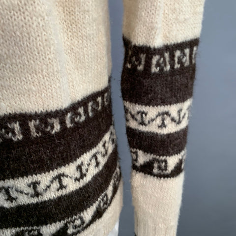 JUNYA WATANABE Size L Cream Brown Knit Wool Hooded Zip Up Cardigan