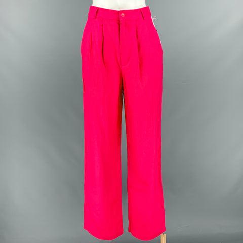 REFORMATION Size 2 Red Linen Pleated Wide Leg Dress Pants