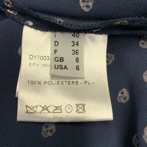 JEAN PAUL GAULTIER Size 6 Navy Grey Polyester Skulls Shirt Dress