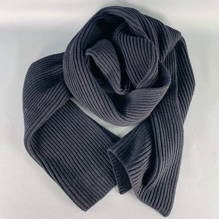 MAX MARA Black Ribbed Knit Scarf