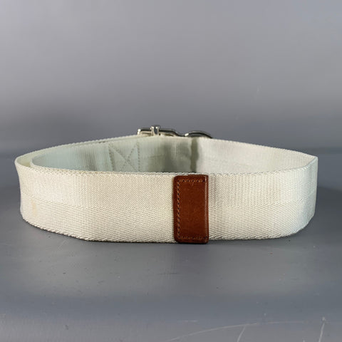 RALPH LAUREN Taille M Ceinture Nylon Cuir Blanc Marron