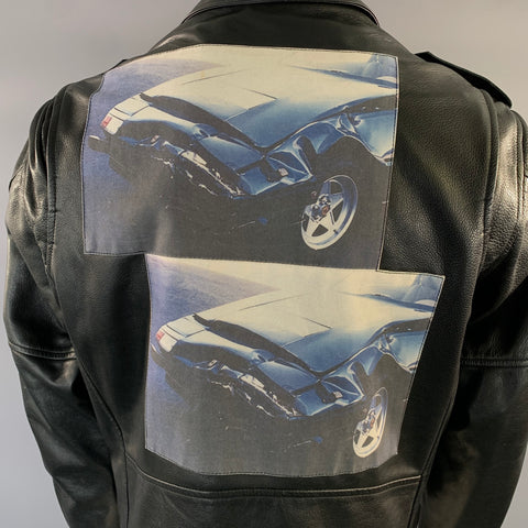 ENFANTS RICHES DEPRIMES ERD SS2017 XL Black Patches Leather Biker Jacket