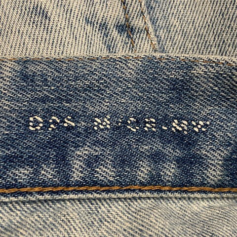 SAINT LAURENT Size 31 Blue Distressed Cotton Tapered Zip Fly Jeans